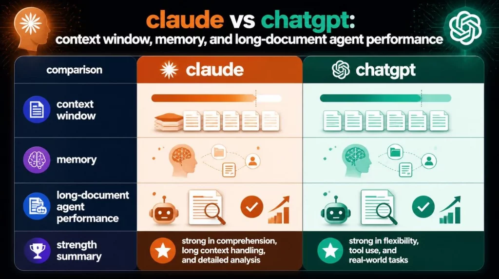Claude vs ChatGPT: Context Window, Memory, and Long-Document Agent Performance