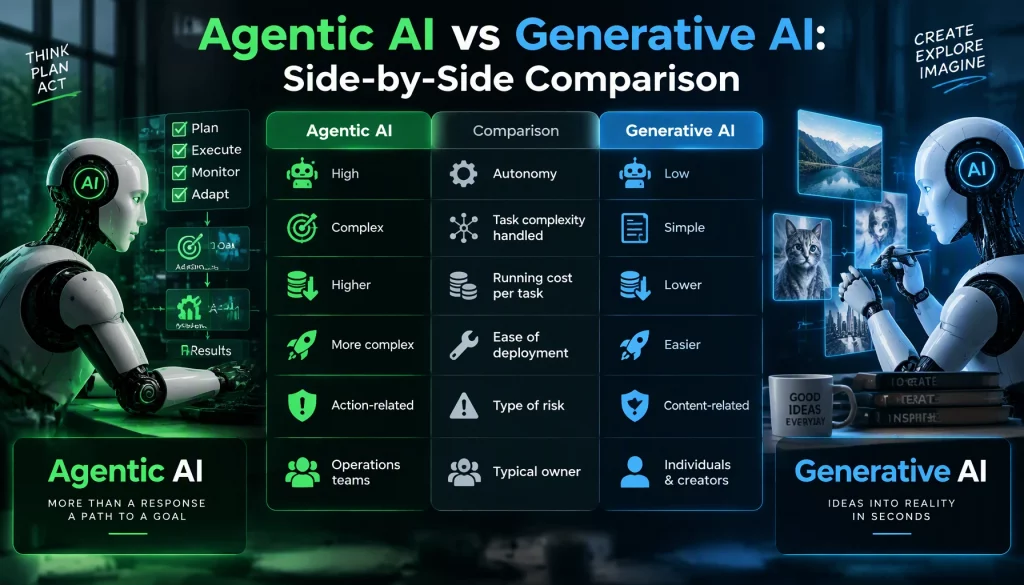 Agentic AI vs Generative AI: Side-by-Side Comparison
